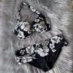 Anne Cole Black and White Floral Bikini